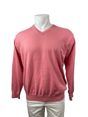 Marks & Spencer Collezione Men's Pink Silk V Neck Long Sleeve Sweater Top Sz XL
